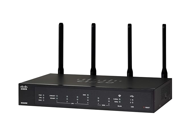 Cisco RV340W VPN Router | 4 Gigabit Ethernet (GbE) Ports | Web Filtering | Wireless-AC | Dual WAN | Limited Lifetime Protection (RV340W-C-K9-IN)