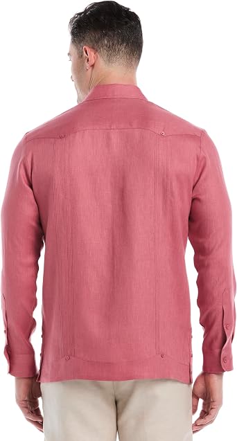 Cubavera Men's 100% Linen Four-Pocket Long Sleeve Button-Down Guayabera Shirt (Available in Big & Tall) Button Down Shirt (Pack of 1)