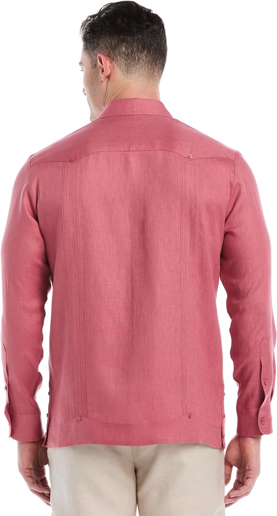Cubavera Men's 100% Linen Four-Pocket Long Sleeve Button-Down Guayabera Shirt (Available in Big & Tall) Button Down Shirt (Pack of 1)