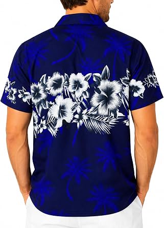 King Kameha Funky Hawaiian Shirt Men's Short Sleeve Front Pocket Stylish Tropical Chest Print Floral Unisex