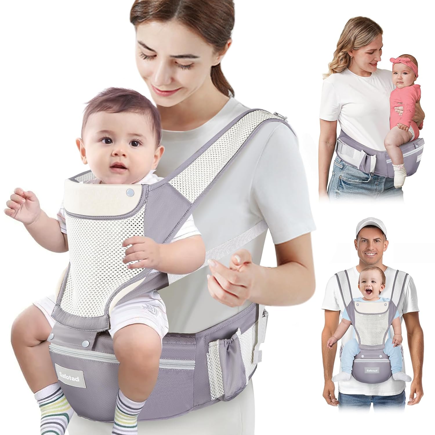 Baby Carrier Newborn to Toddler, Lightweight Ergonomic Baby Hip Seat Carrier Up to 33lbs, Adjustable Extended Waistband Infant Carrier with Breathable Sunshield, Light Grey Baby Carrier Newborn to Toddler, Lightweight Ergonomic Baby Hip Seat Carrier Up to 33lbs, Adjustable Extended Waistband Infant Carrier with Breathable Sunshield, Light Grey