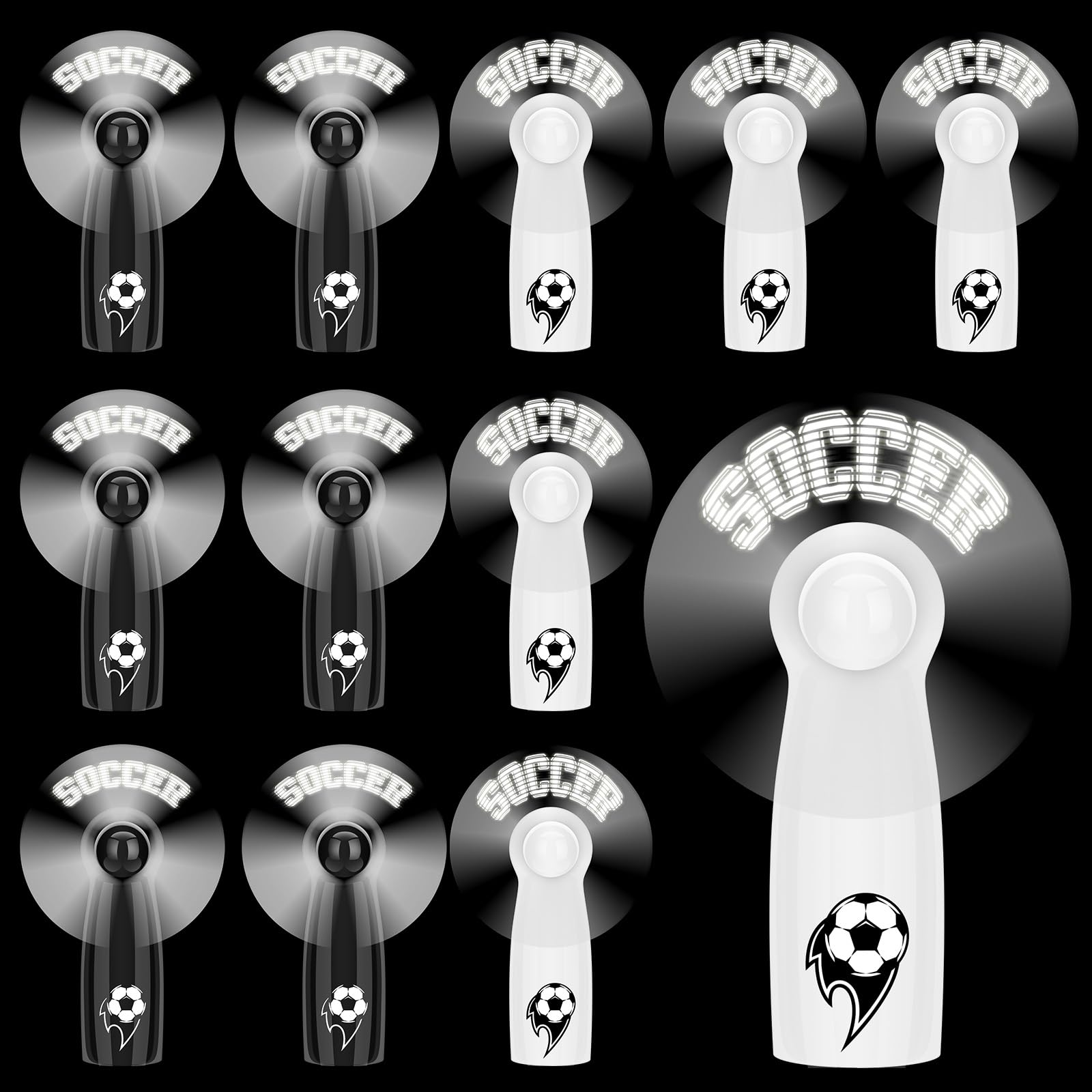 Ventilador de fútbol personal a pilas para calmar el calor en estadios y torneos, pack 12