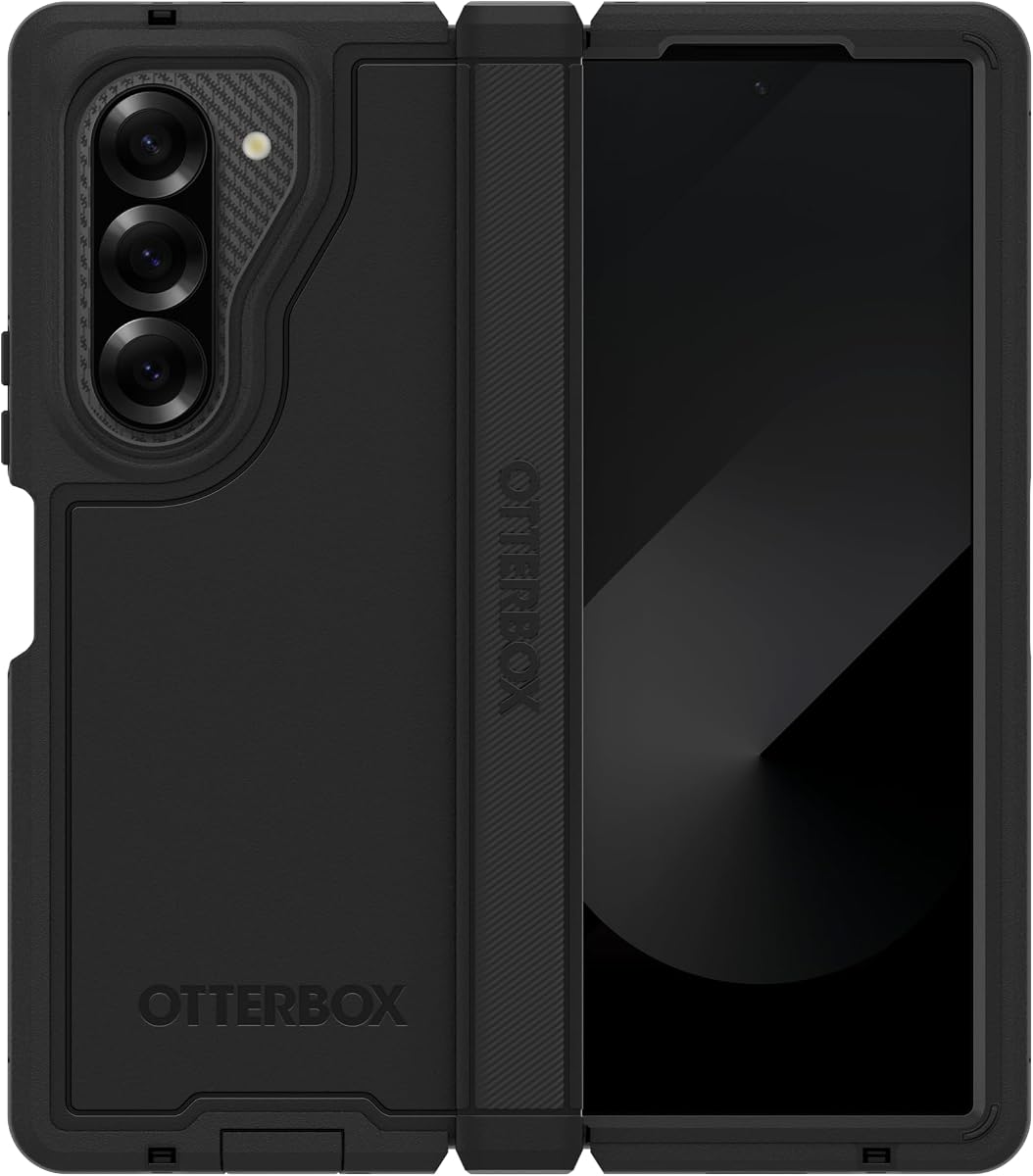 Galaxy Z Fold6 Defender Series XT Case - Black | Tough, Rugged & Durable Samsung Galaxy Case with Magnets, Rugged Hinge Cover, Durable, Grippy Edges and Port Covers