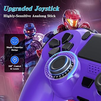YsoKK 2 Pack Wireless Controller for PS4 P4 Remote for Playstation 4/Pro/Slim with Double Shock/Stereo Headset Jack/Touch Pad/Six-axis Motion Control(Purple and Blue)