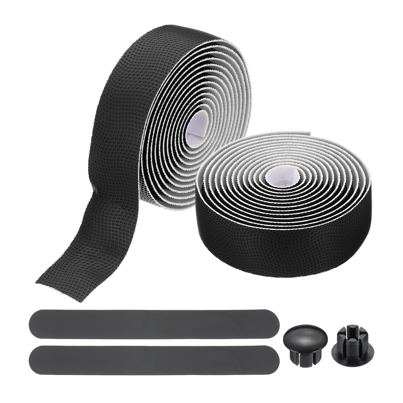 PATIKIL Bike Handlebar Tape, 2 Rolls 6.6 Feet Bike Grip Tape PU + EVA Foam Cycling Handle Wraps Comfortable Non-Slip Shock Bicycle Wrap with End Plugs for Road Bike, Black