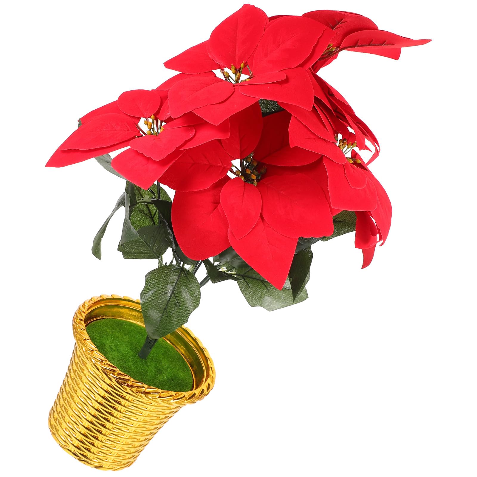 Maceta de Poinsettia Artificial de Seda Flor Navideña Realista para Decoración de Hogar Mesa y Balcón Sin Riego Reutilizable para Ambiente Festivo