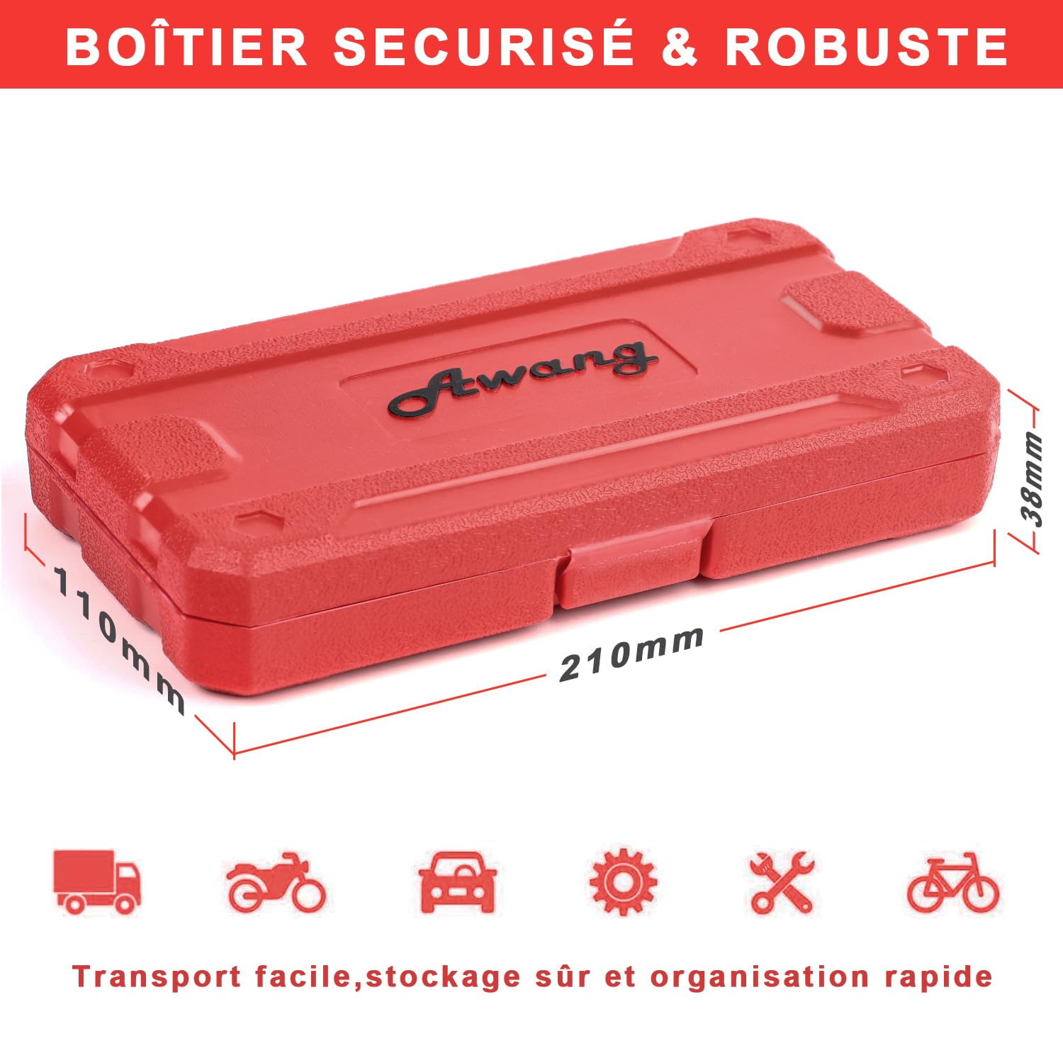 Awang 13PCS Douille Torx Mâles T8 à T60, Jeu de douilles à embouts étoilé | Coffret Embout Torx 1/4" 3/8" 1/2" drive en Acier S2