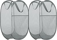 Vista 10 de BATTOO Cesta de lavandería desplegable de malla fuerte de lujo con bolsillo lateral para lavandería, baño, habitación de los niños, dormitorio