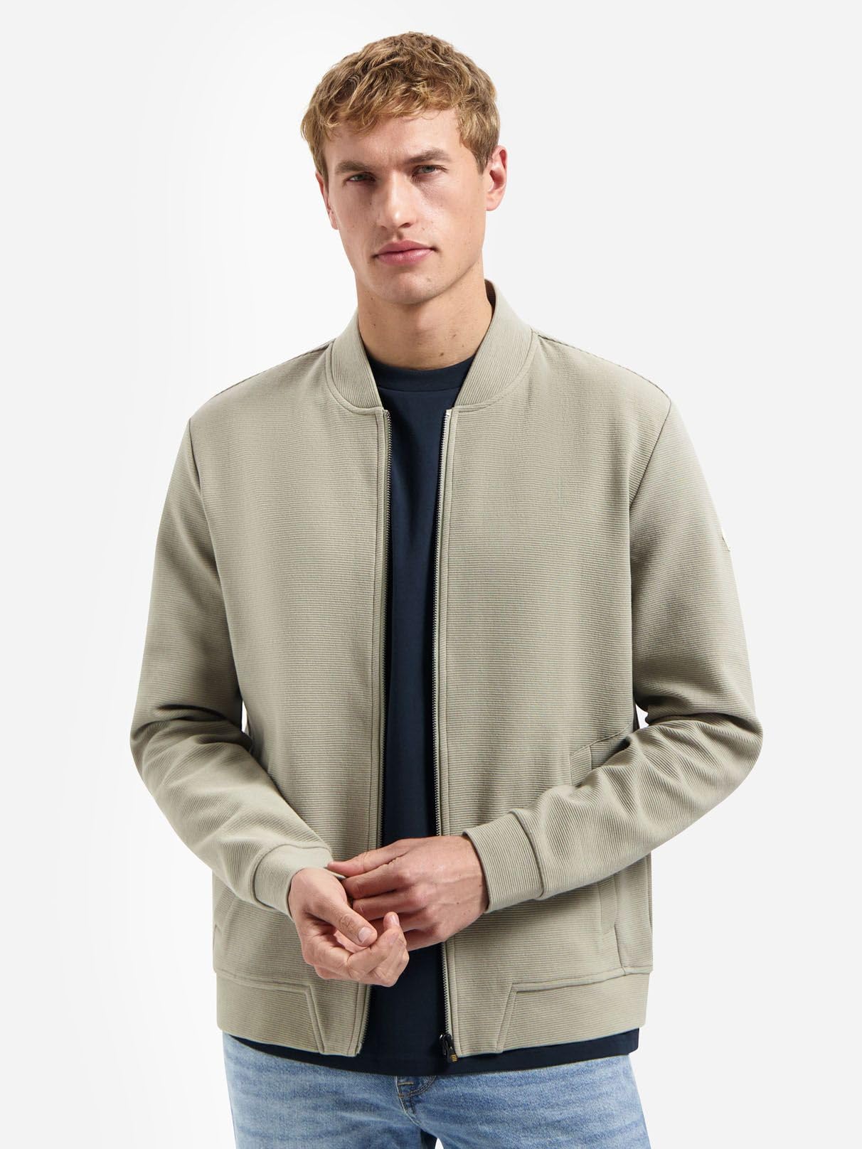 NO EXCESS-Strickjacke Texture Taupe - Grösse M - Herren - Bekleidung - Regular-fit - Baumwolle -