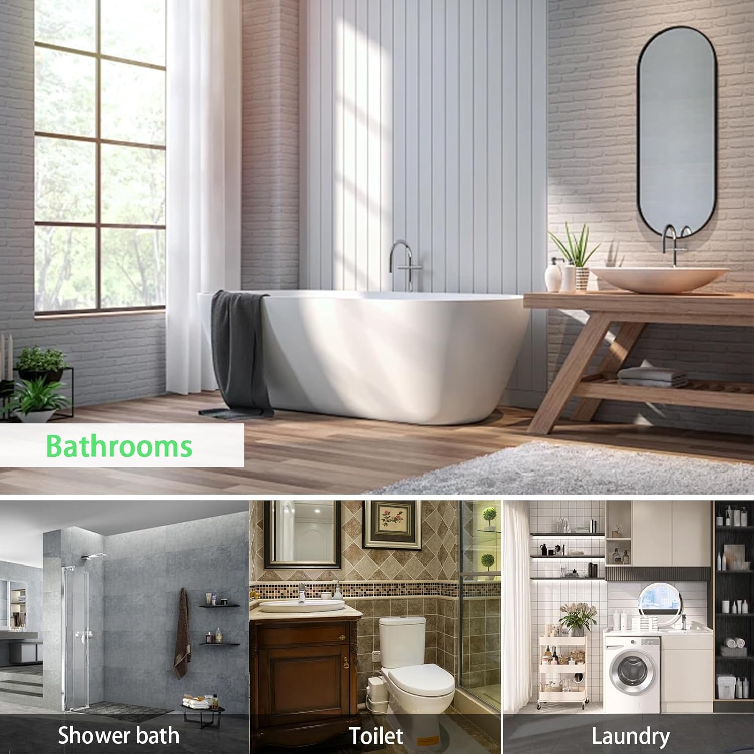 Bathroom Exhaust Fan with LED Light, Quiet Ventilation Bath Fan Combo for Ceiling,Vent Fans 374 CFM Adjustable Light 3000K/4000K/6500K for Laundry Shower Restroom Farmhouse