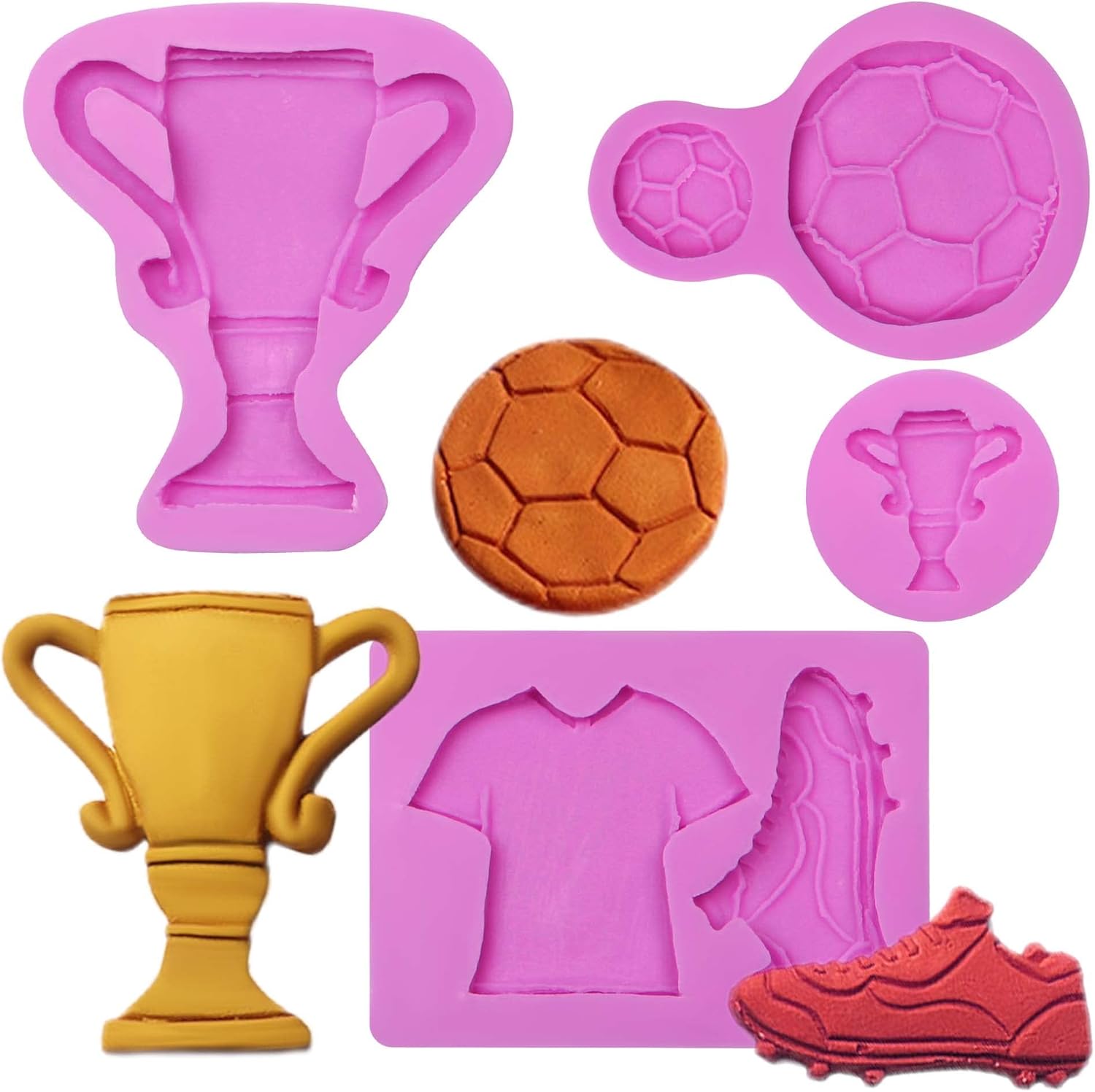 Football Silicone Fondant Molds, 4 Packs, Soccer Ball