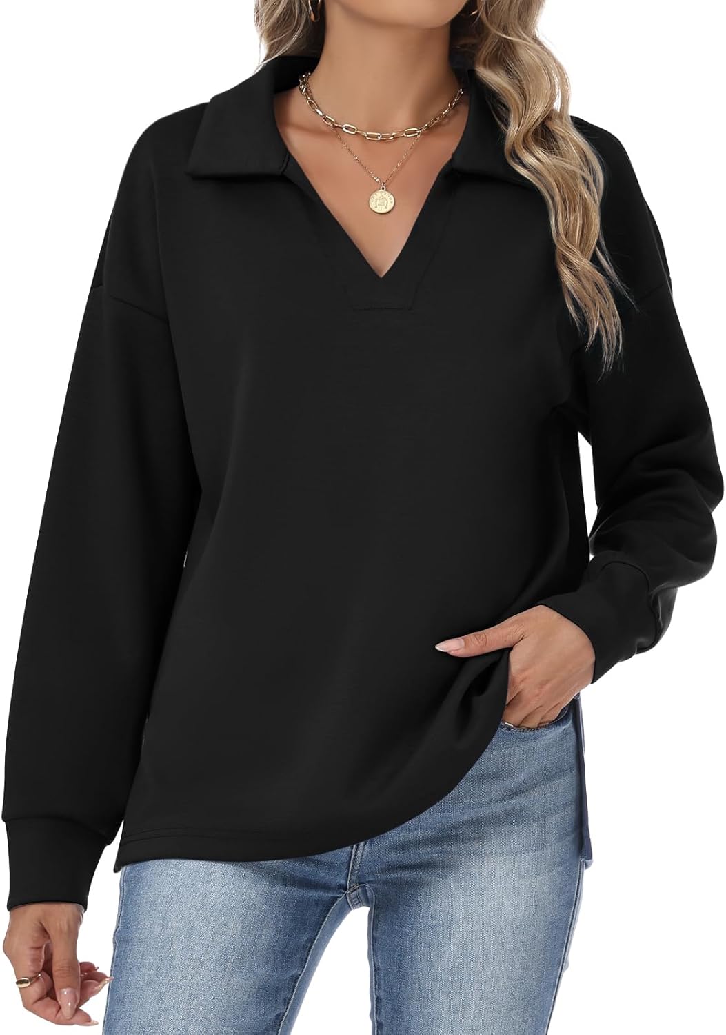 Womens Sweatshirts Airlayer Tunic Tops Long Sleeve Hoodies V Neck Loose Pullover Sweaters 2026 Fall Fashion Outfits