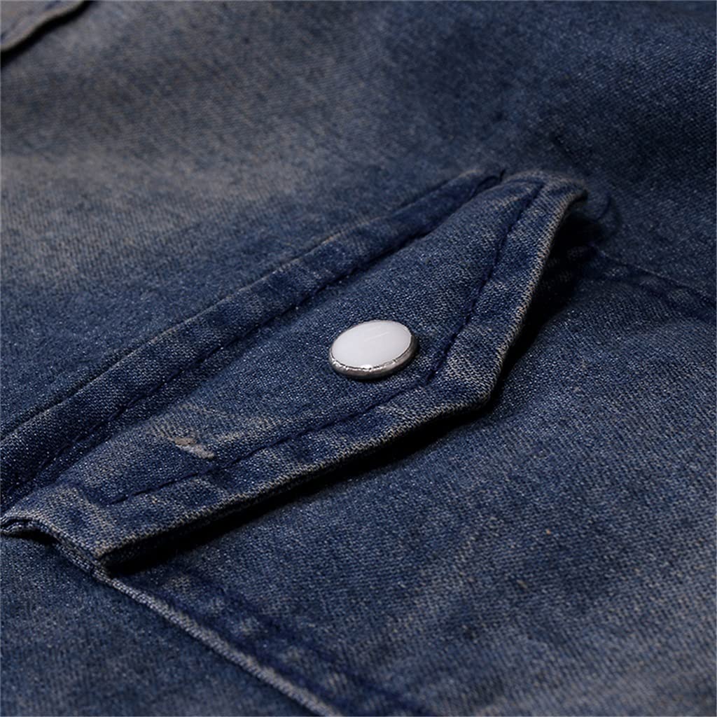 Chaquetas Camisa Vaquera de Manga Larga para Hombre Camisa Vaquera de algodón sólido de Primavera para Hombre Camisas Informales de Primavera para Hombre