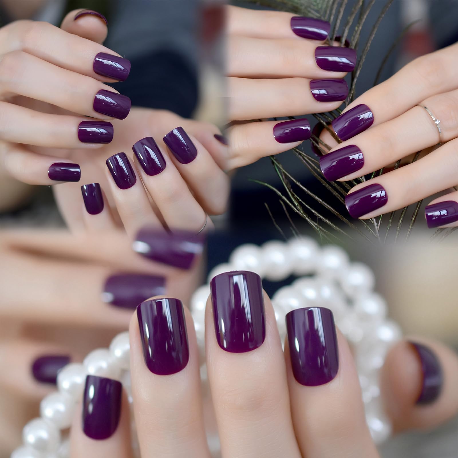 Amazon.com: Elevenail Elegant Purple Glossy Press On False Nails