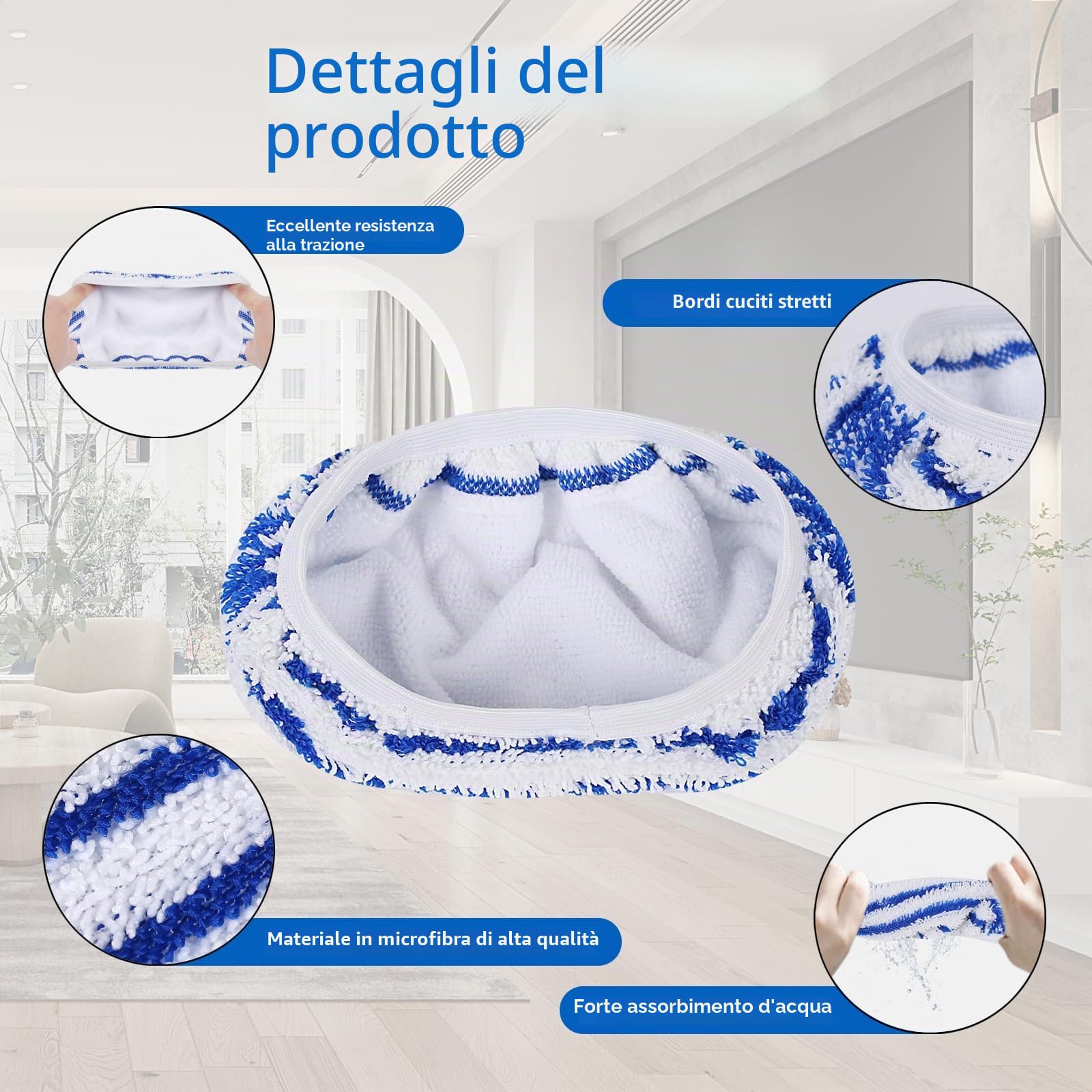 6 Pezzi Panni in Microfibra ZR850002 ricambio per Rowenta Clean & Steam ZR850002 ZR005801 ZR005804 Panni lavabili per Rowenta RY7xxx RY8xxx