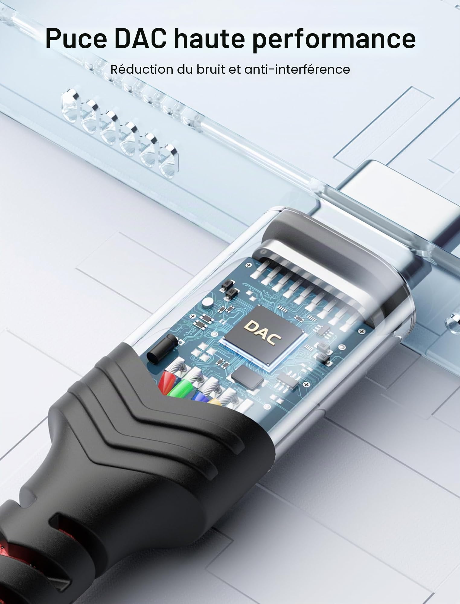 JSAUX Câble USB C vers 3,5mm Jack, Type C vers 3.5mm Mâle Adaptateur Jack Stéréo Voiture auxiliaire Compatible avec iPhone 17 Air/16/15 Pro Max, Galaxy S25 S24 S23 S22 Ultra, iPad Pro, Huawei P40