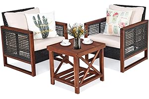 Tangkula 3 Pieces Patio Wicker Furniture Set: The Perfect Front Porch Bistro Set