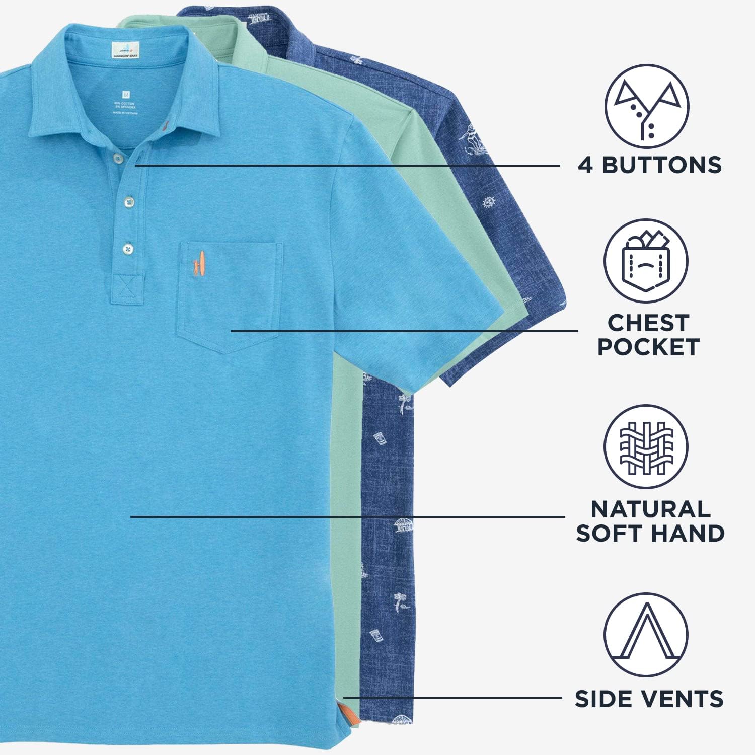 johnnie-O Newton Striped Polo Lake/M - Image 5