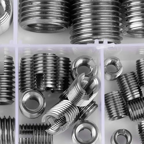 Miniatura 4 de Juego de 50 piezas de insertos de rosca interior de acero inoxidable 302 autorroscantes, herramienta de reparación de refuerzo, insertos roscados