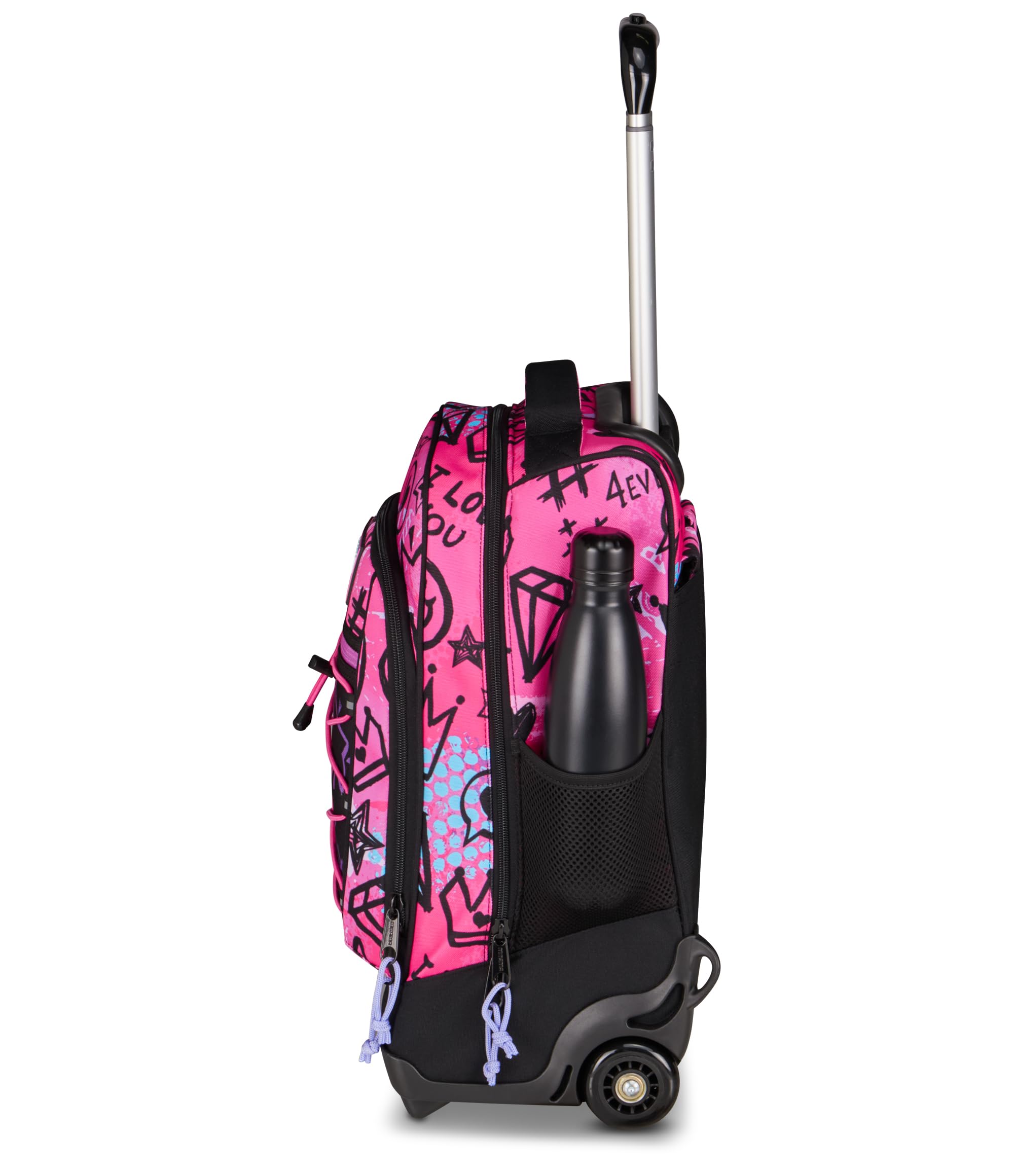 Mitama Zaino Trolley M-Power RockNLove, Spallacci a scomparsa, Bambini e Bambine, Tasca Porta Borraccia, Doppio uso, Maxi Capienza, rosa