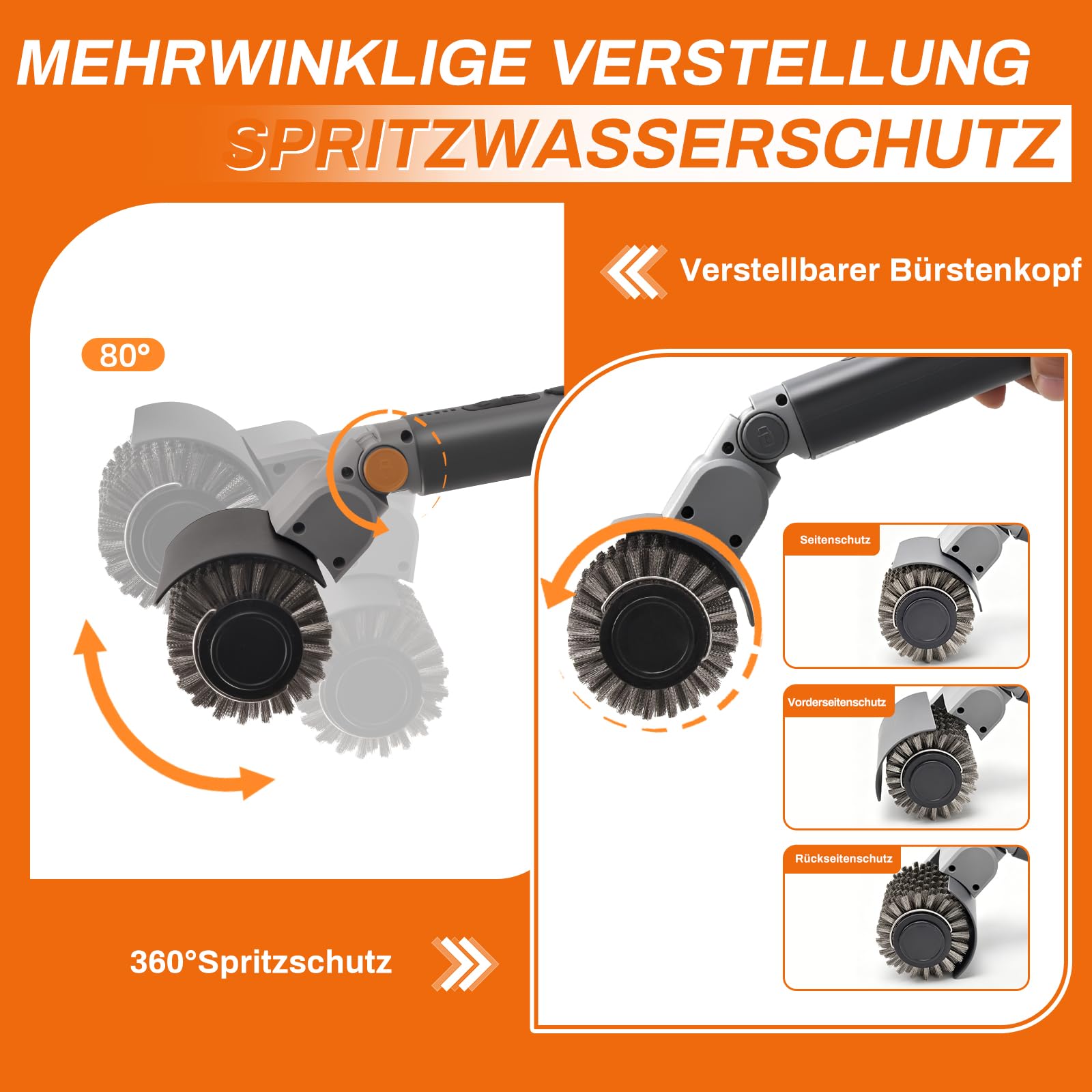 Elektrische Grillbürste, 3 in1 Kabelloser BBQ-Reiniger – 3 Wechselbare Köpfe,