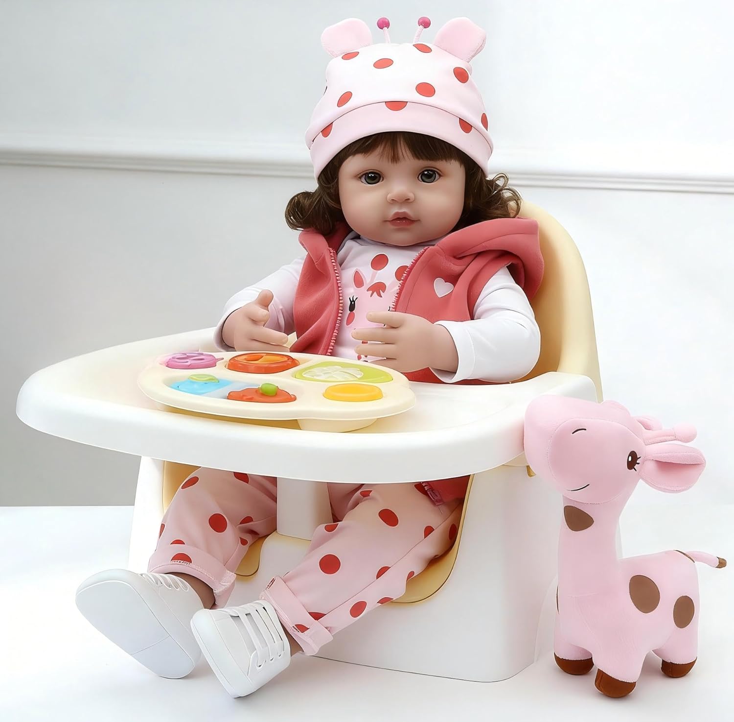 Pinky 18Inch 45cm Lifelike Reborn Baby Girl Dolls Soft Silicone Babies Realistic Looking Newborn Baby Dolls Cute Reborn Doll Toddler Handmade Child Birthday and Xmas Gift