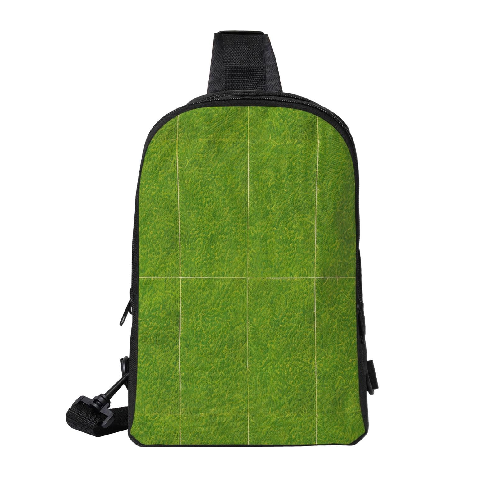 MYGANN Green Grassland Adjustable Strap Large Capacity Double Layer Crossbody Chest Bag 7.7x2.4x11.8in For Camping Travel Daily Leisure Activities, Black