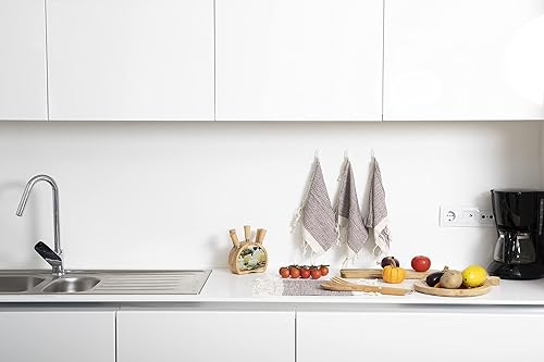 Miniatura 52 de SMYRNA TURKISH COTTON Herringbone Series - Juego de 6 paños de cocina lavables a máquina, ultra suaves, absorbentes, prelavados y de secado rápido