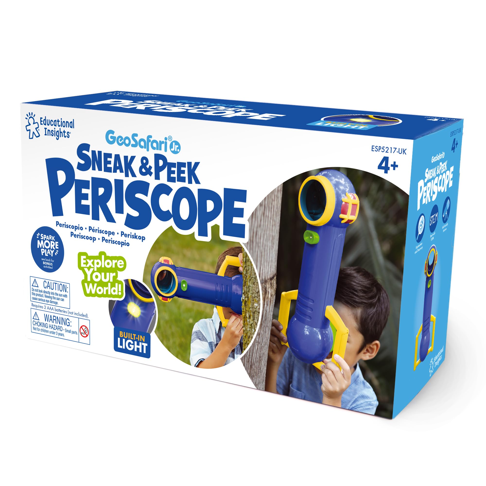 Learning Resources GeoSafari Jr Sneak & Peek Periscope, Wide Viewing & LED Lights, Ages 4+, Science Gifts for Kids