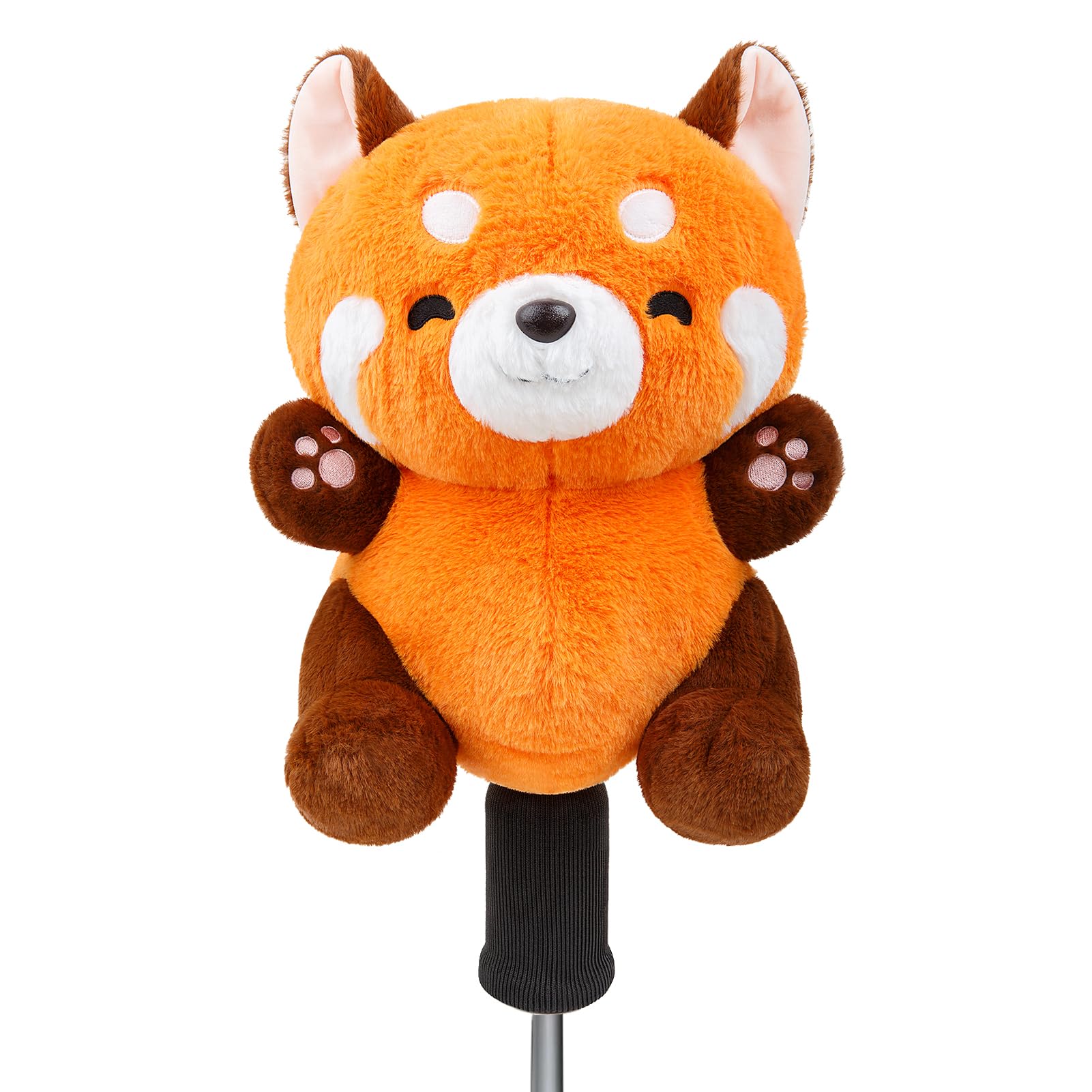 Cute Squinting Red Panda Golf Headcover, Animals Plush Golf Club Head Covers, Small Size Fits Hybird and Irons, Large Size Fits Standard 461cc Driver Head โ image 1