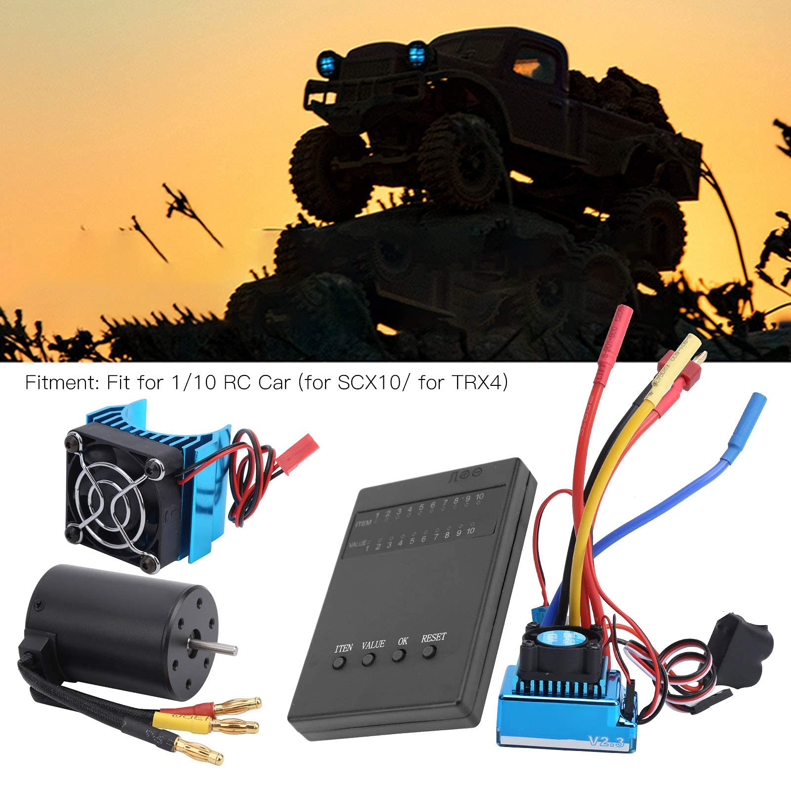 Silnik 3650 2300KV + 120A bezszczotkowy ESC + karta programu + zestaw radiatora do samochodu 1/10 RC