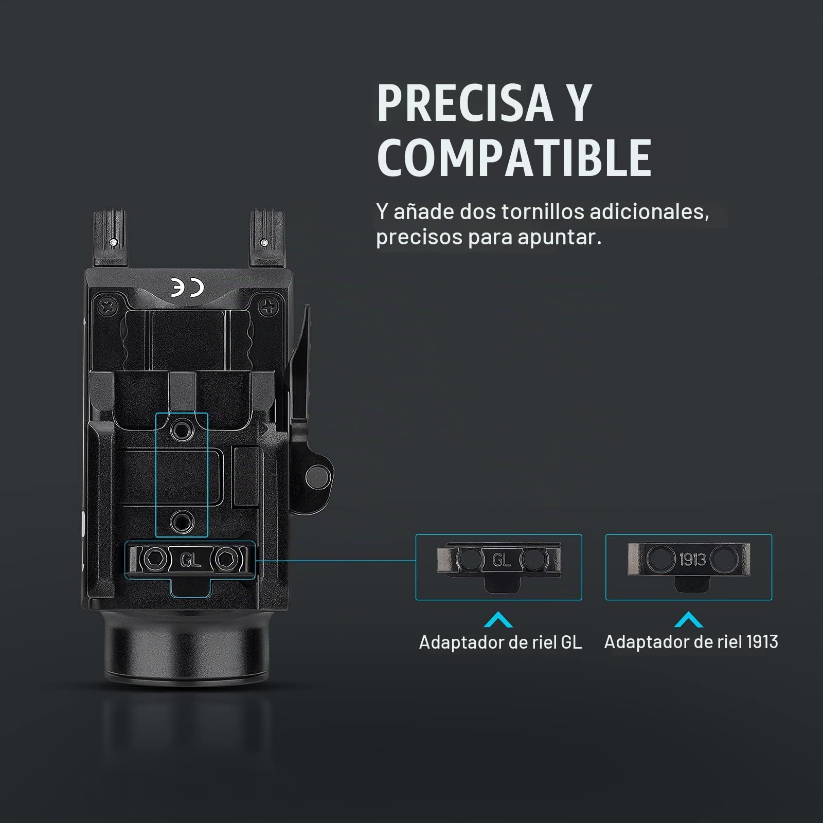 OLIGHT Baldr S Linterna Táctica 800Lm 130M 3 Modos con Luz Verde y Blanca Doble Interruptor Trasero Perfecta para Picatinny Rail y GLOCK Caza Defensa Utilizada (luz Blanca + luz Verde, Nergo)