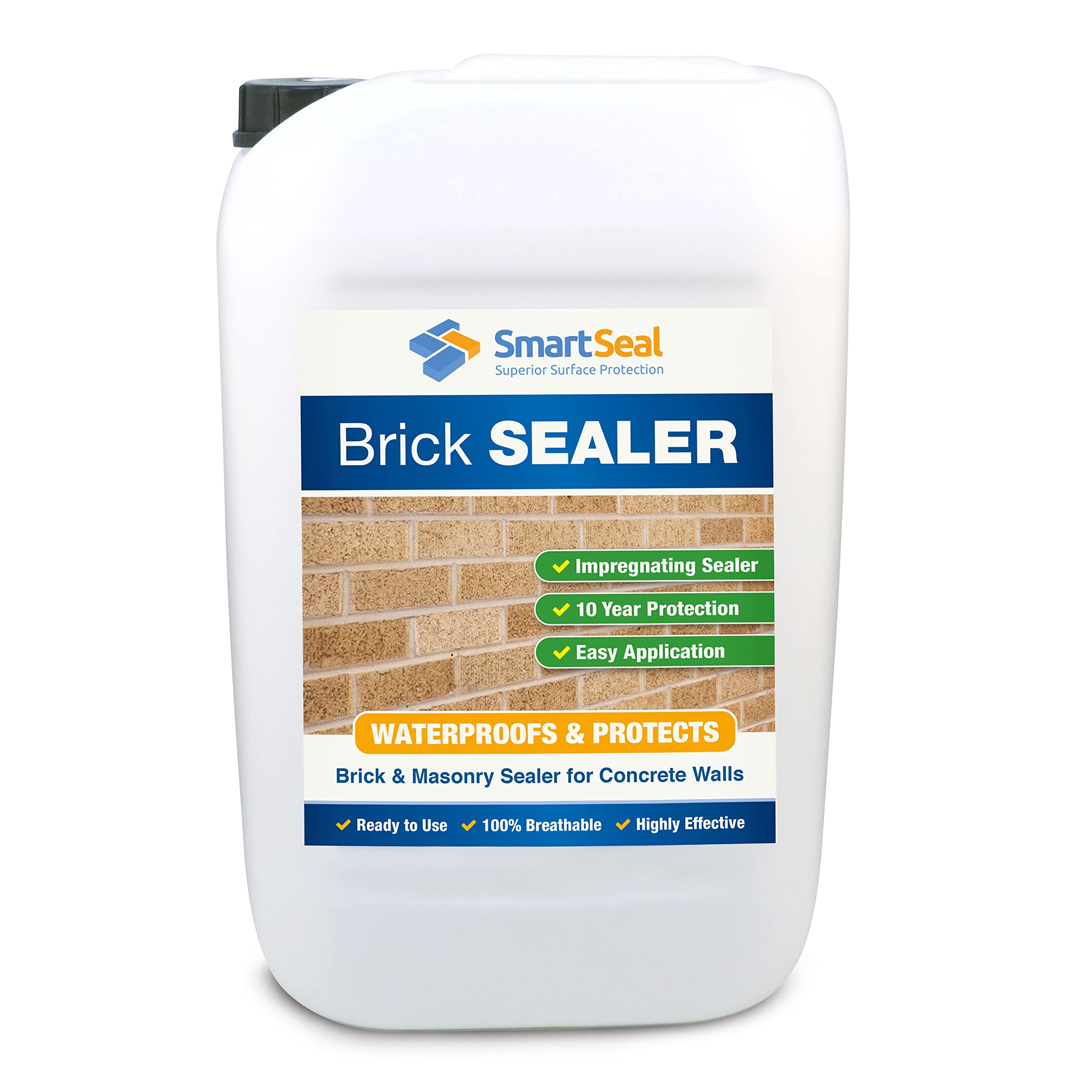 Smartseal Brick Sealer - 25L - Breathable Brick Waterproofer & Clear Sealant. Protective Damp Seal & Waterproof Sealant for Bricks, Masonry, Concrete & Stone. Easy to Apply. Lasts up to 10 years โ image 1