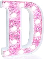 Vista 22 de Pooqla Luces de números de marquesina, números de luz rosa para niñas de 10.º cumpleaños, funciona con pilas, luz nocturna de número con purpurina