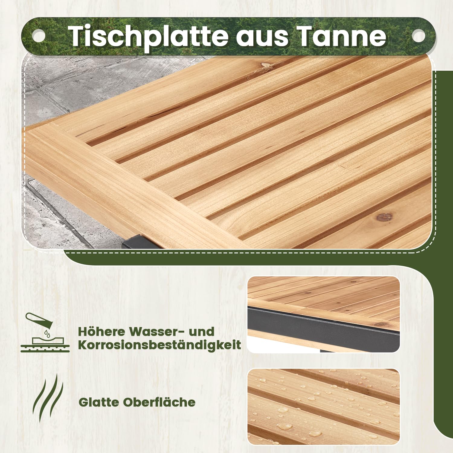 AVAWING Gartentisch ausziehbar mit Schirmloch für 2-6 Personen