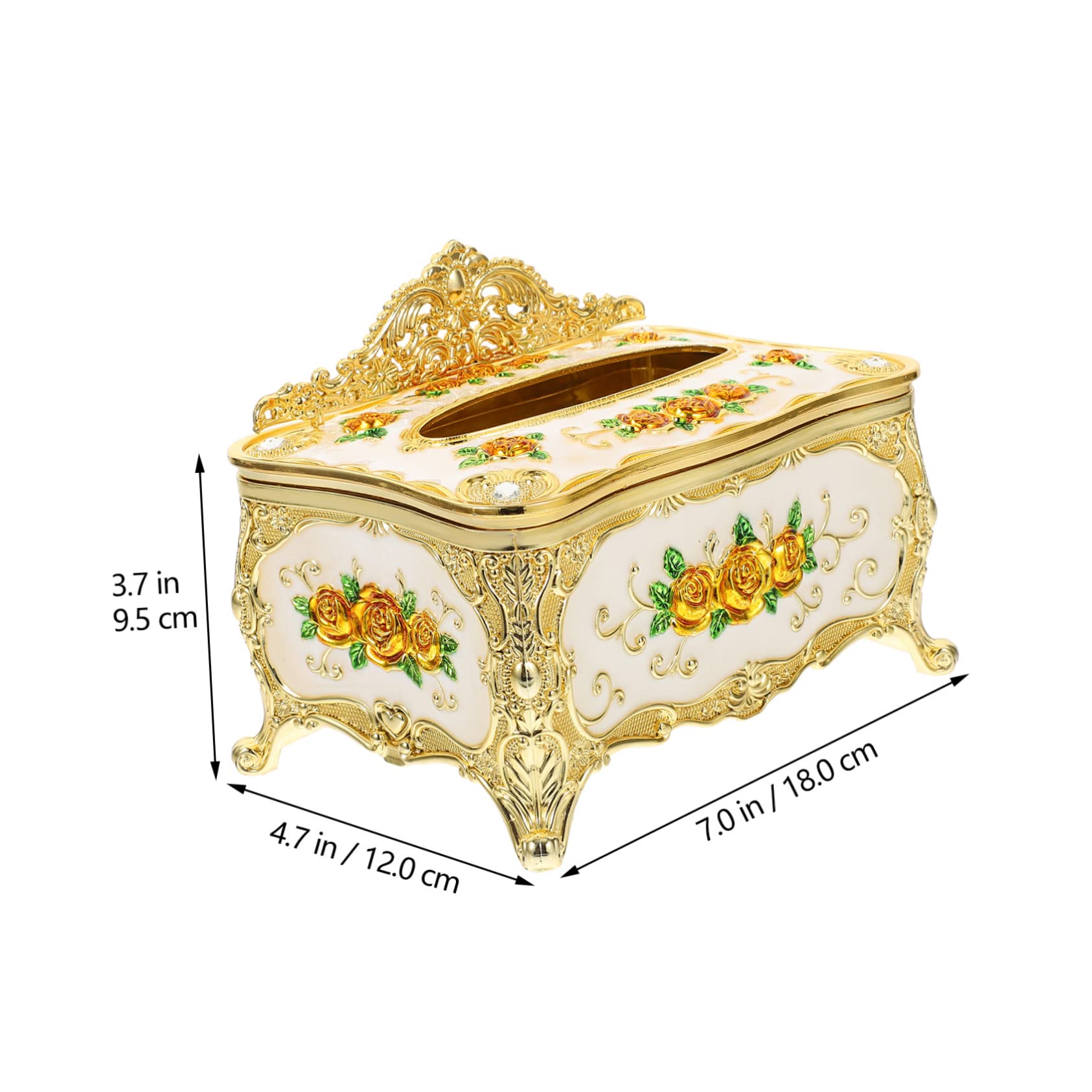 PRETYZOOM Decorative Engraved Tissue Holder Box Elegant Crown Design for Home Office Bedroom Living Car Stylish Towel Dispenser