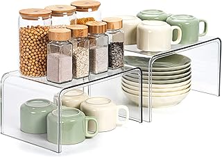 Clear Cabinet Organizer, Shelf Organizer Set of 2 for Kitchen Pantry Org...
