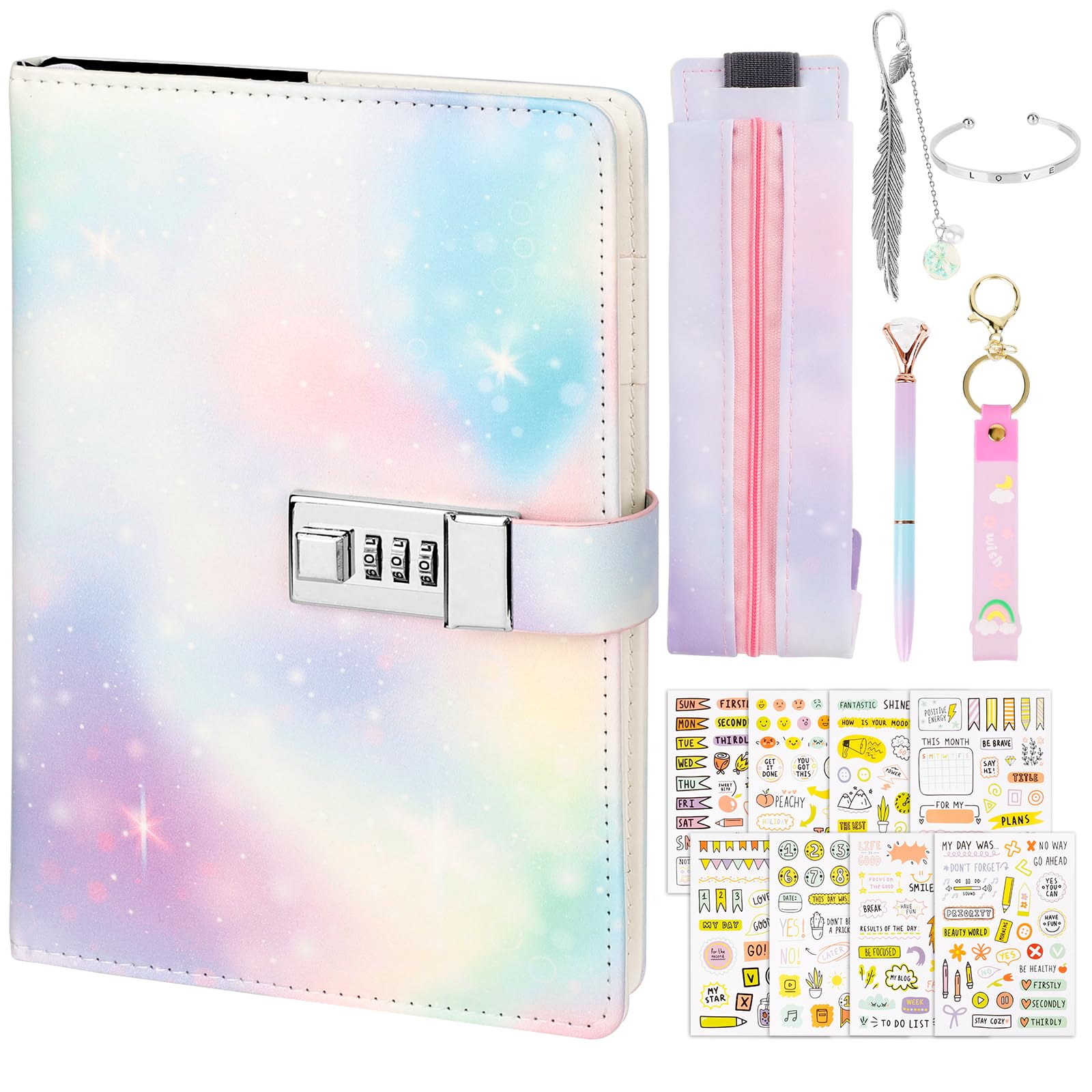 Journal Intime Cadenas Filles – Cuir PU A5 240 Pages, Violet Rêveur Avec Boîte Cadeau