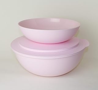 Tupperware Allegra - Cuenco para servir (5 L, rosa/plata, 1,5 L, incluye vaso de princesa, 330 ml), color rosa y plateado