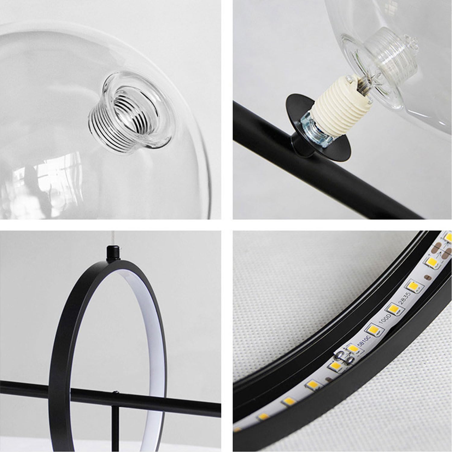 Moderne lampade a sospensione a sfera in vetro, 7/10 luci, lampadario a LED per sala da pranzo, regolabile, nero, industriale, per camera da letto, soggiorno, isola della cucina