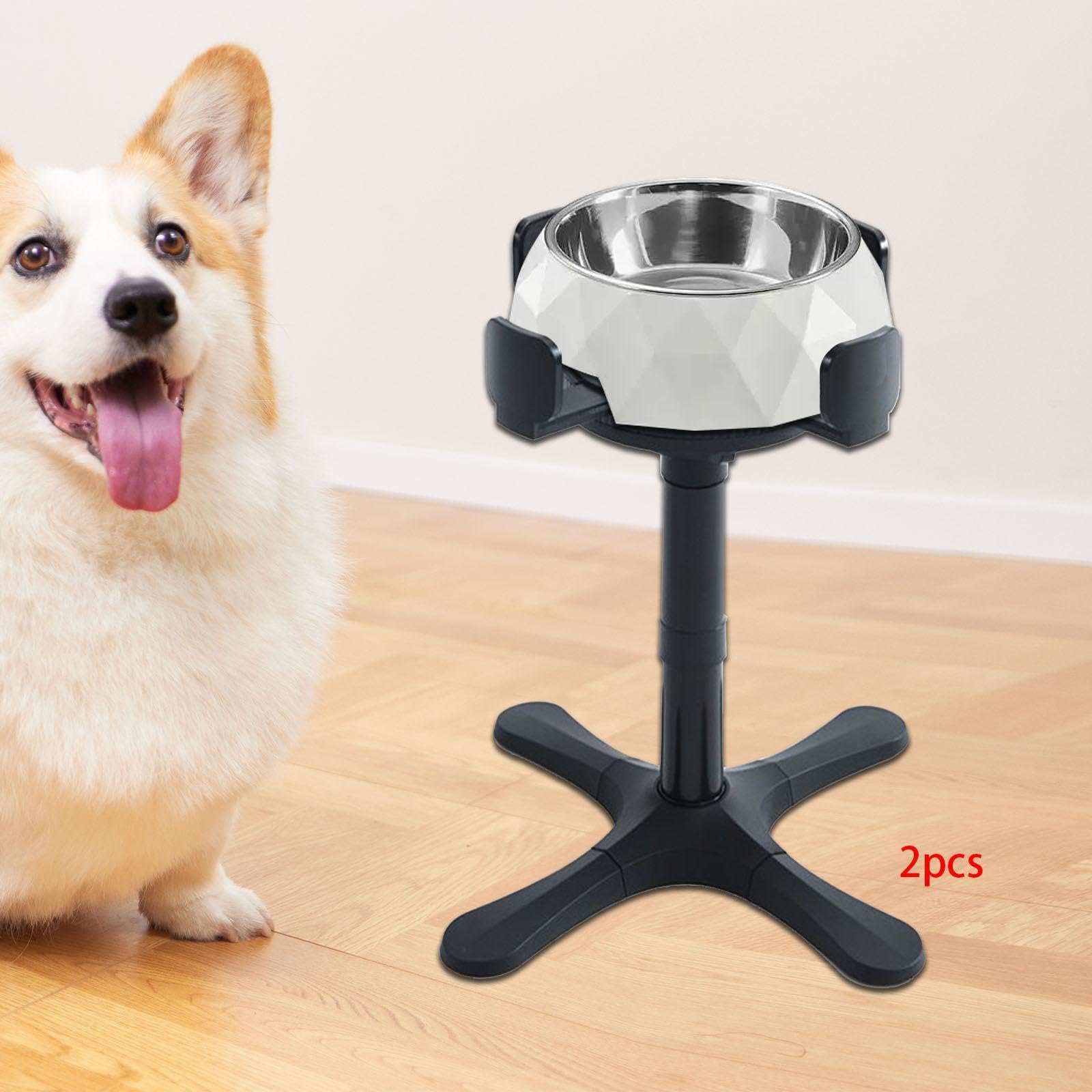 Harilla 1 Soporte para Comedero de Perro de Altura Regulable para Tazones de Diferentes Formas Material Fácil de y Limpiar Apto para, 2 Piezas