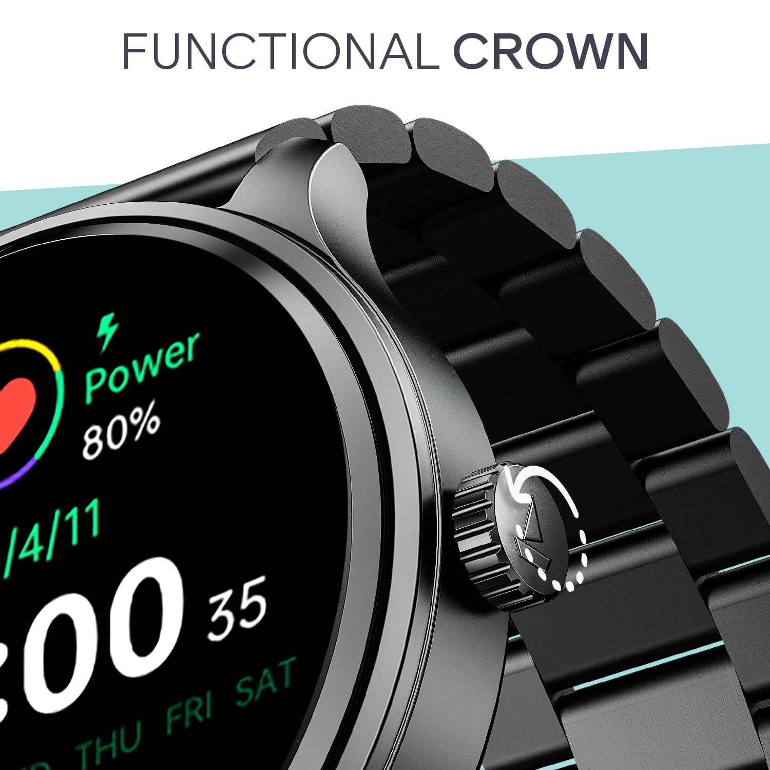 boAt Lunar Discovery Neo, 1.39" (3.5 cm) Round HD Display, Premium Metallic Finish, Animated Watchfaces, 100+ Sports Mode, Bluetooth Calling, Smart Watch for Men & Women (Steel Black) — Amazon image 6