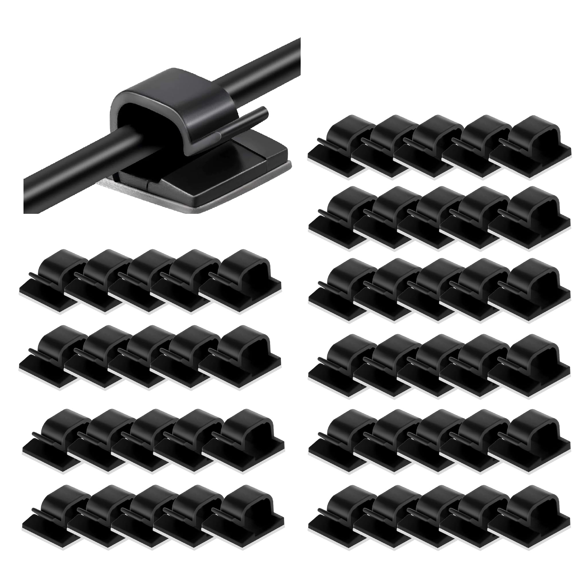 60Pcs Self Adhesive Cable Clips,Wire Clips for Cables,Sticky Cable Wall Clip,Outdoor Light Hooks,Wire Clip,Cord Management Wall Holder Organiser for Car Office Home Desk,Christmas String Fairy Lights