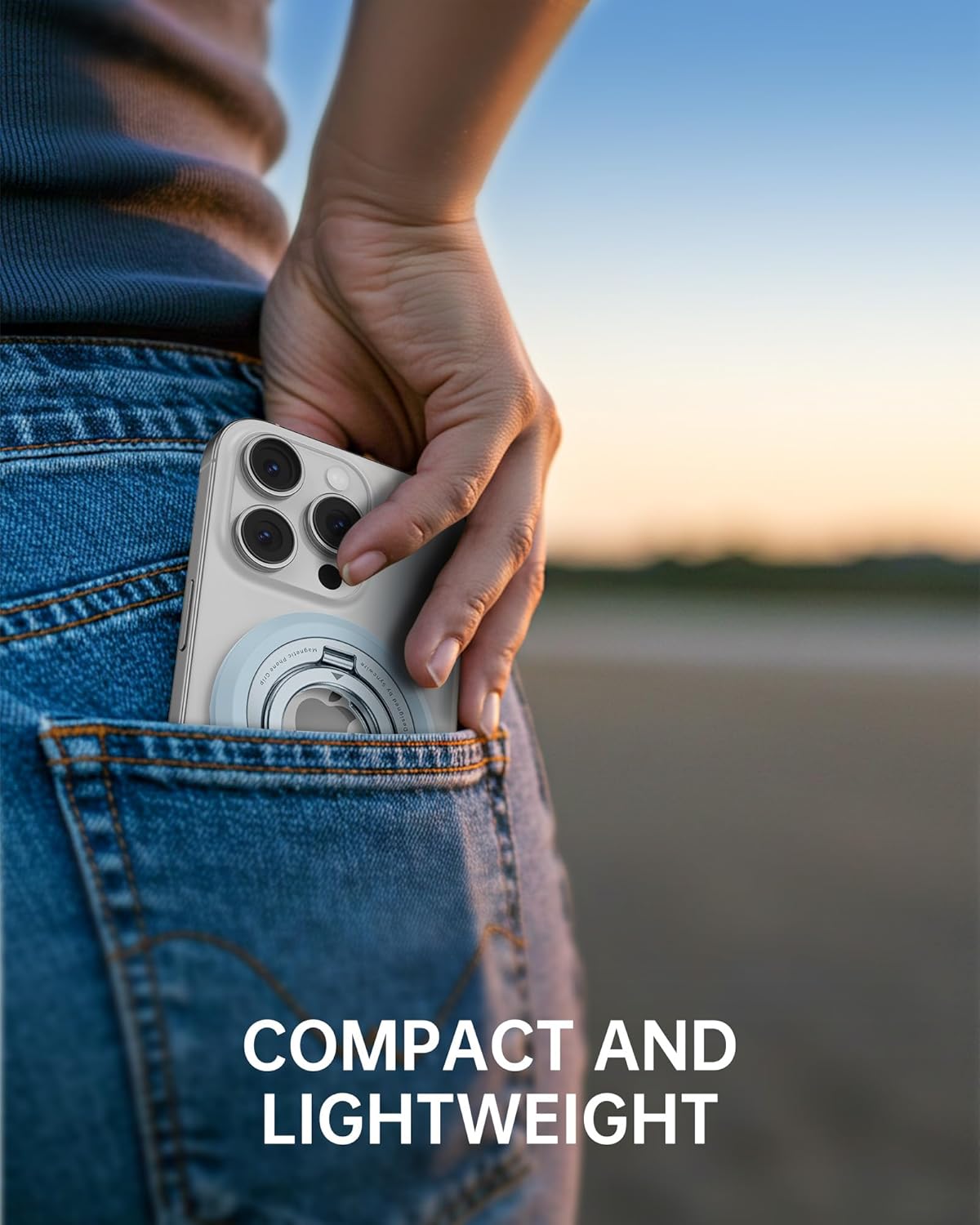 SYNCWIRE Phone Ring Holder Grip for MagSafe, 360° Rotation Magnetic Cell Phone Grip Stand Two-Sided Magnetic Compatible with iPhone 16 15 14 13 12 Pro Max fits MagSafe Accessories - Pink+Blue