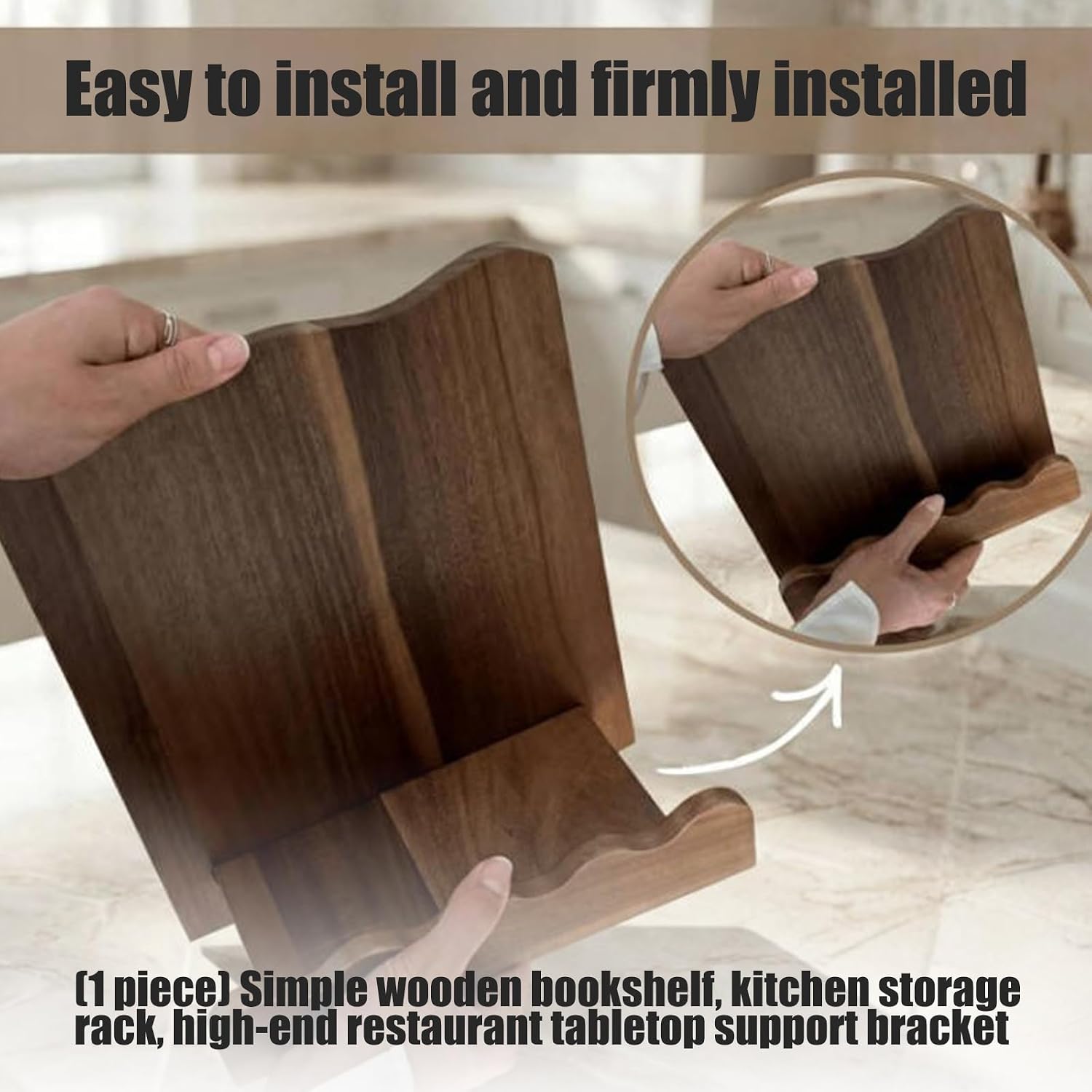Kitchen Counter Recipe Holder in Natural Wood