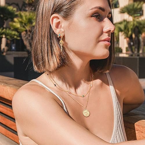 Miniatura 2 de Dainty Colorful Choker Necklace for Women 18K Gold Plated Multicolor Link Chain Choker, Paper Clip T Necklace, Coloured Cubic Zirconium Necklace for