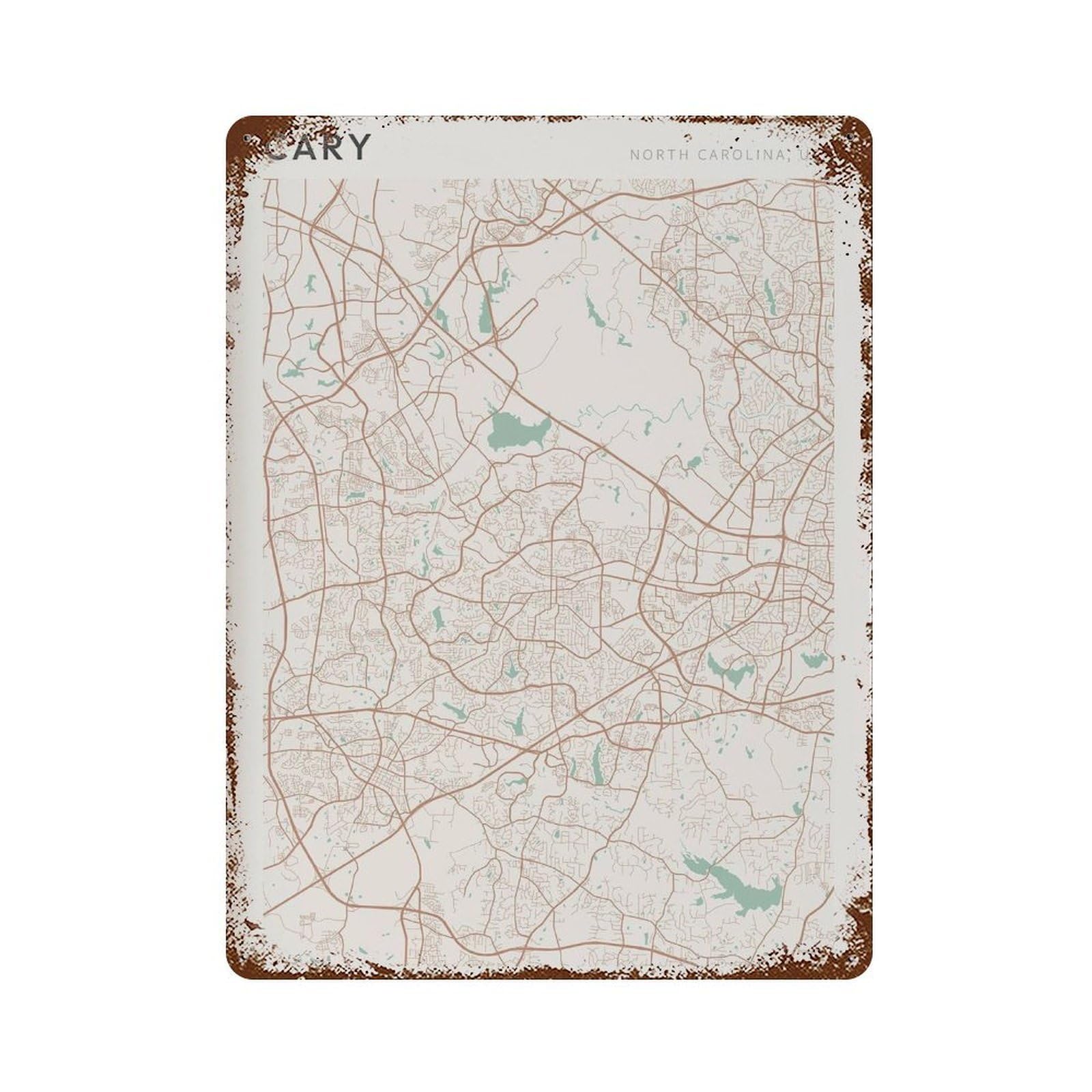 xiaoxiaoshen Cary Map North Carolina Travel Gift Farmhouse Decor (2) Wall Decor Art Metal Tin Poster Modern Home Decor Art Home Bar Shop Decorations Vintage Sign 40x30cm