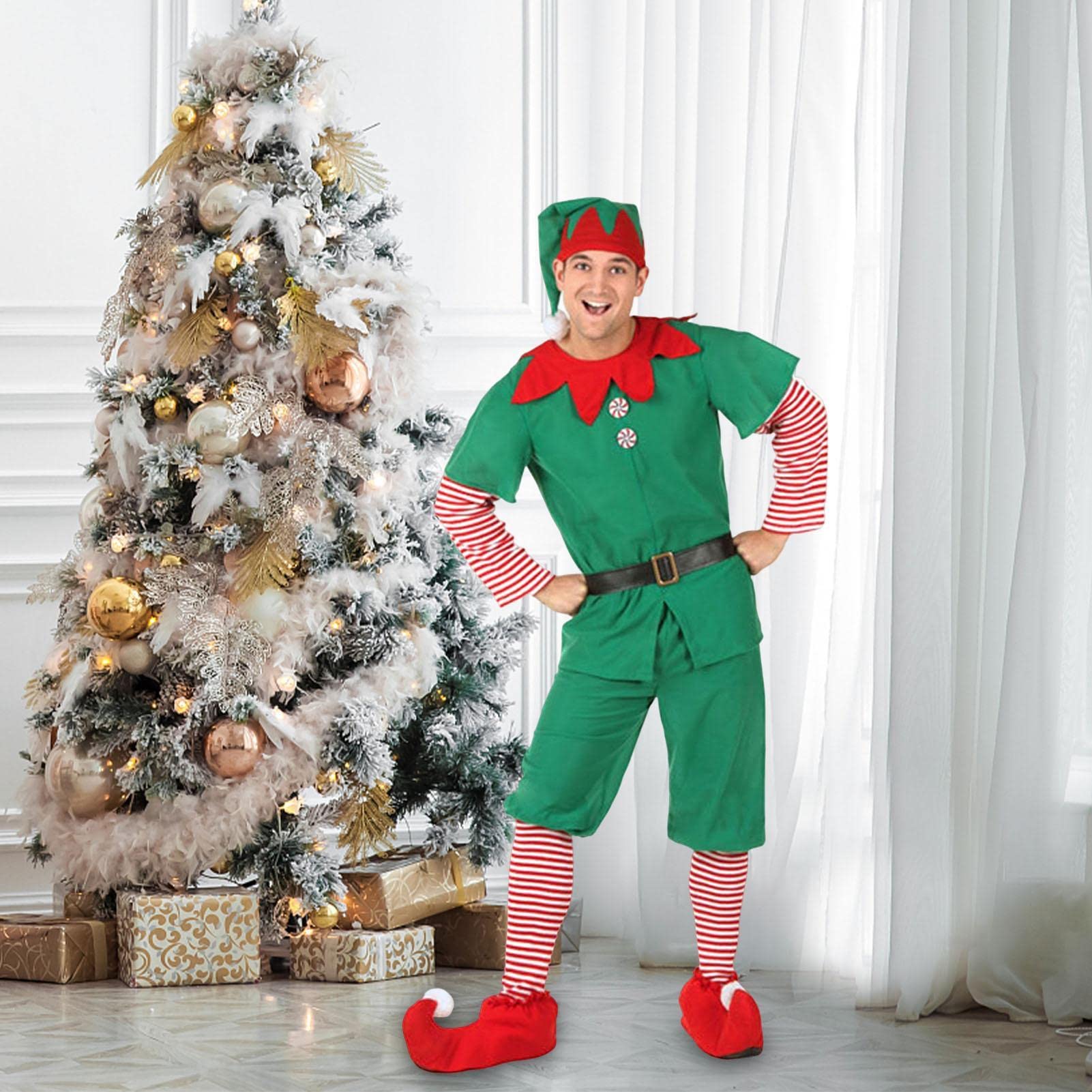 Elf Costume Outfit For Adults & Kids - Christmas Halloween Party Fancy Dress Set