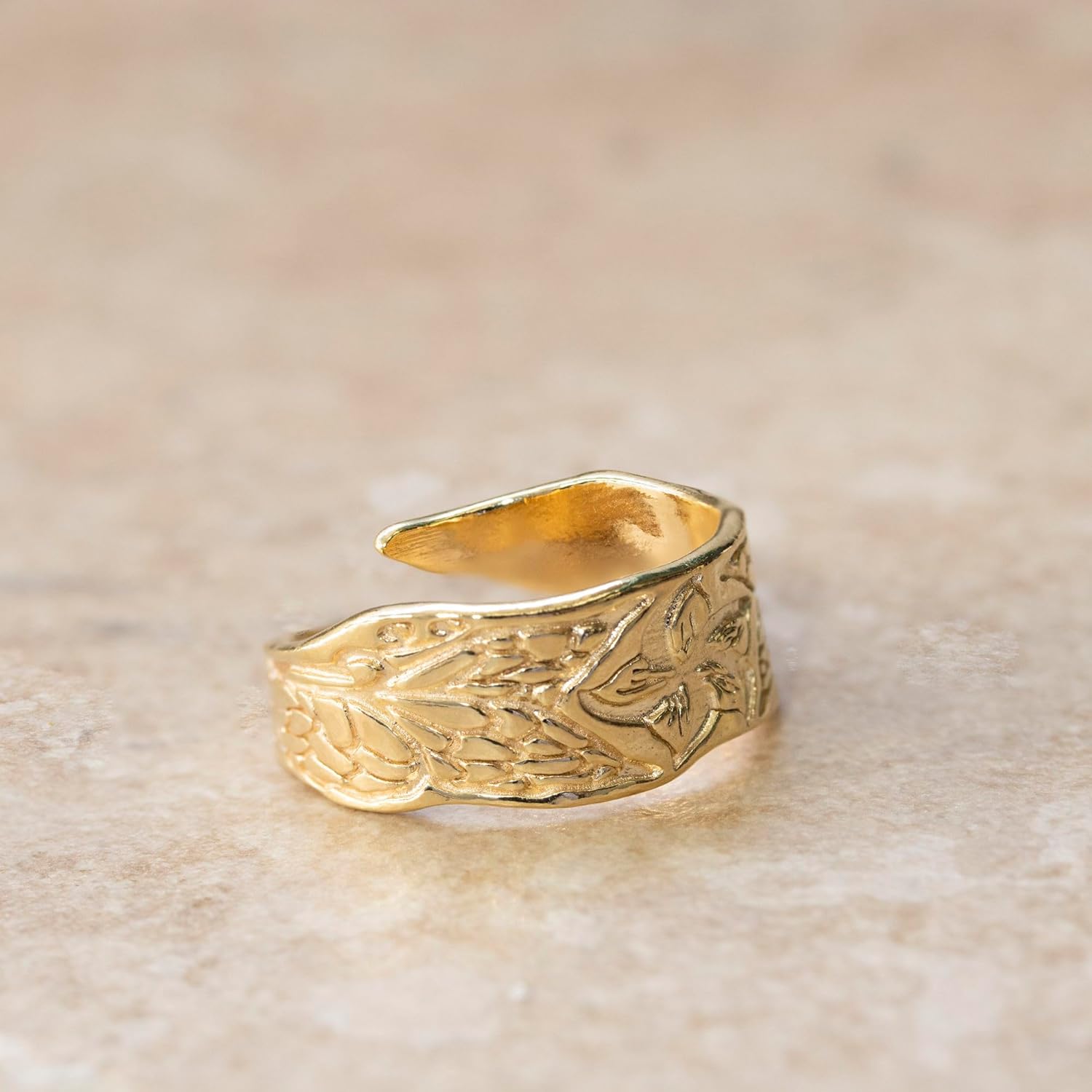 Adjustable Flower Ring - 14K Gold Plated over 925 Sterling Silver Customizable Spiral Ring, Dainty Flexible Flower Ring, Wrap and Fit to Every Finger, Handmade Jewelry Rings for Women - Image 6