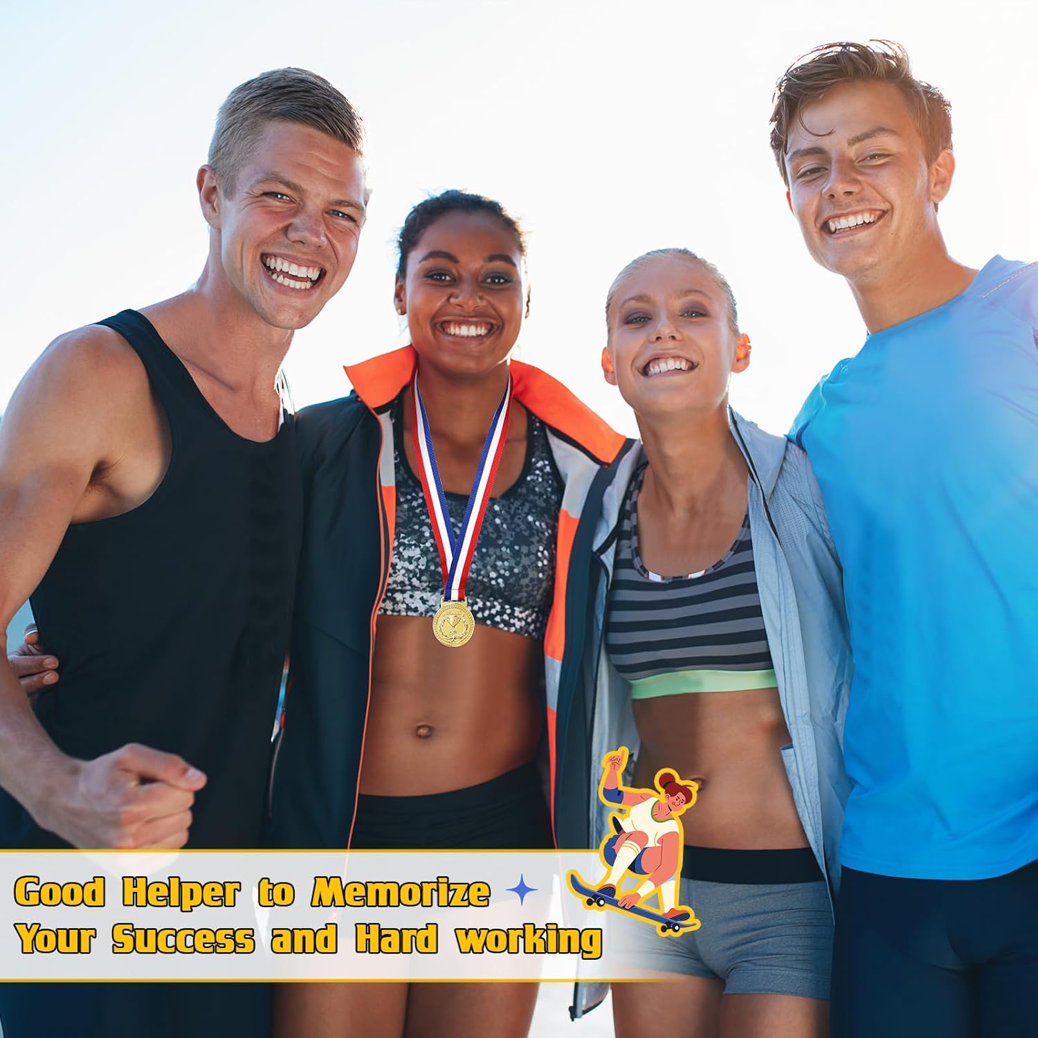 Winner Medals Gold Medal Awards with Ribbon Bulk Metal Gold Prizes for Adults Sports Competitions Party, 2 Inches